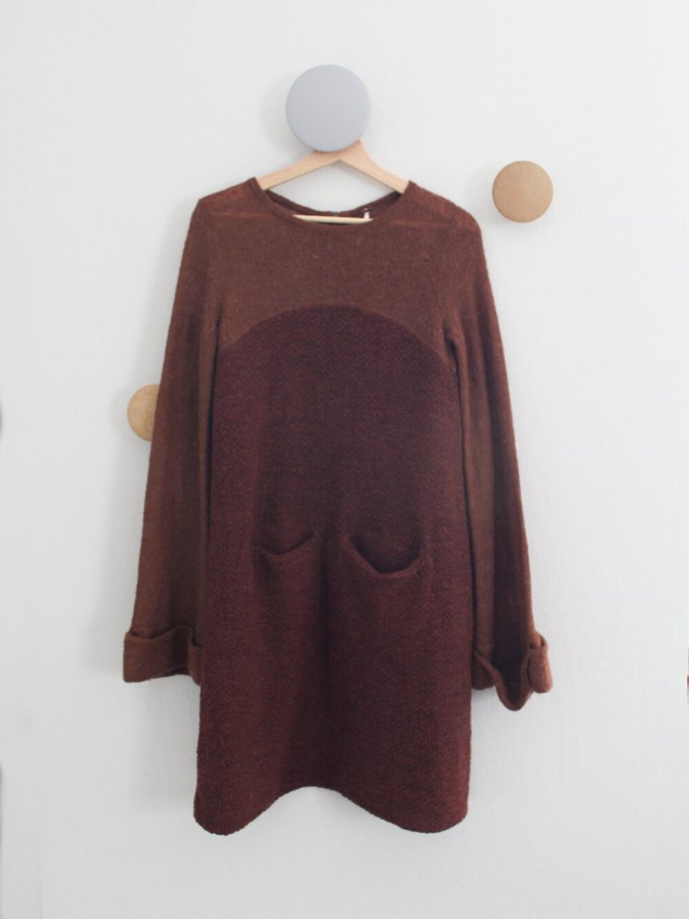 Free People Long Sleeve Color Blocked Rabbit Sweater Dress Size Small Petite S/P